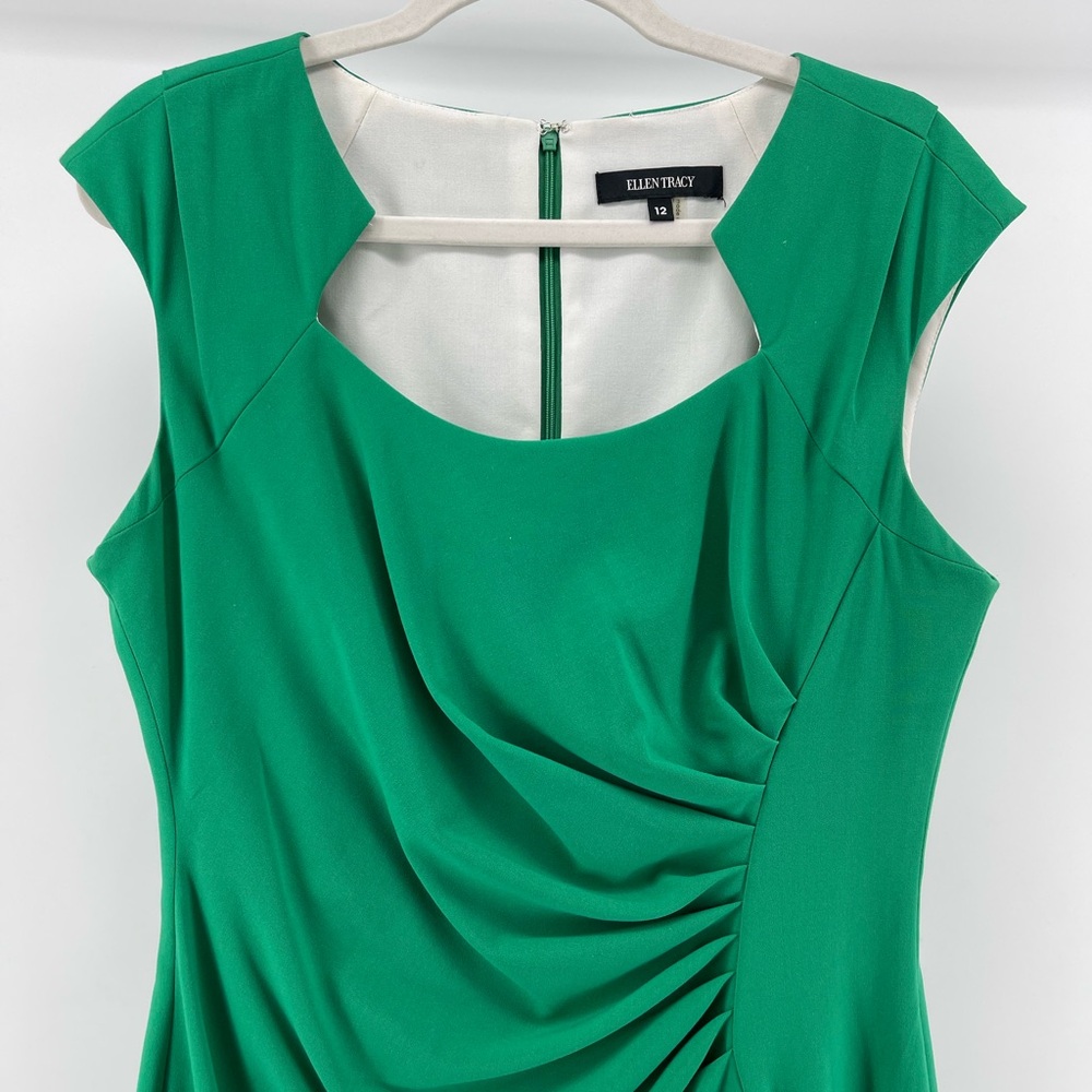 Ellen Tracy Cap Sleeve Ruched Detail Career Cocktail Sheath Dress, Women's 12 - Picture 3 of 9